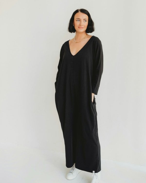 Mai Black V-Neck Jumpsuit- image 2