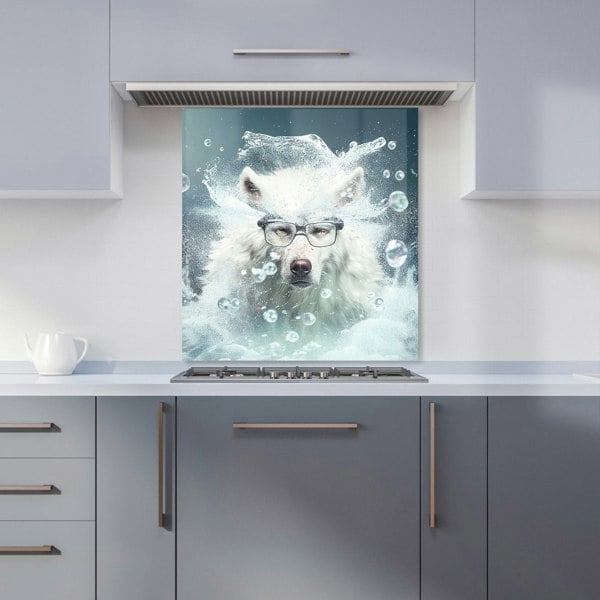 Warren Reed - Designer White Wolf With Glasses Splashart Kitchen Splashback