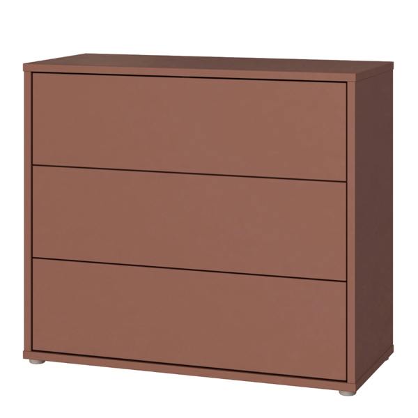 Alice Springs 3 Drawer Chest with Push-to-Open Drawers in Terracotta