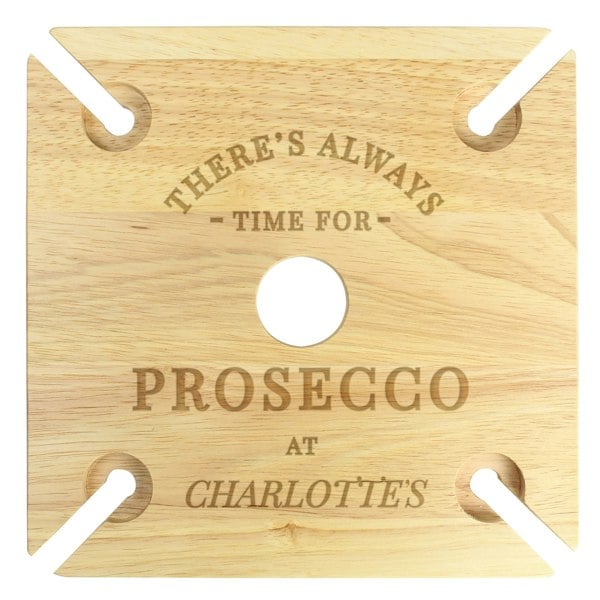 Personalised Memento Company Personalised Prosecco Four flute Holder & Bottle Holder