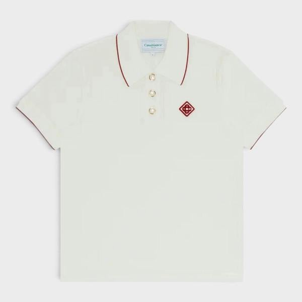 Casablanca Logo Rib Velour Polo White