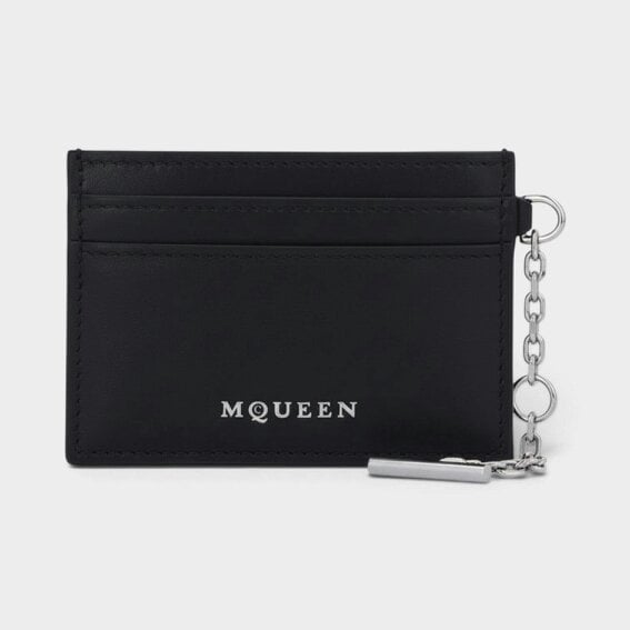 Alexander McQueen T-bar Card Holder Black Silver