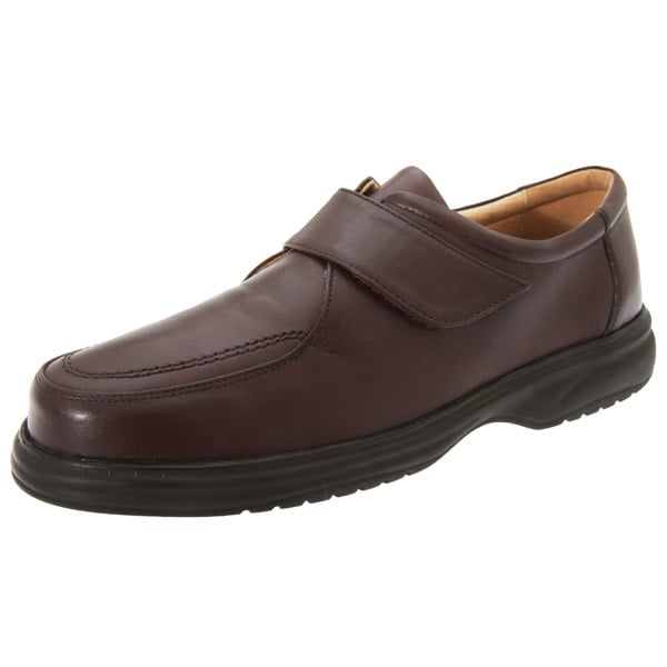 Roamers Mens Superlite Wide Fit Touch Fastening Leather Shoes - Brown