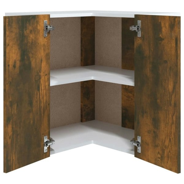 Berkfield Hanging Corner Cabinet Smoked Oak 57x57x60 cm Engineered Wood