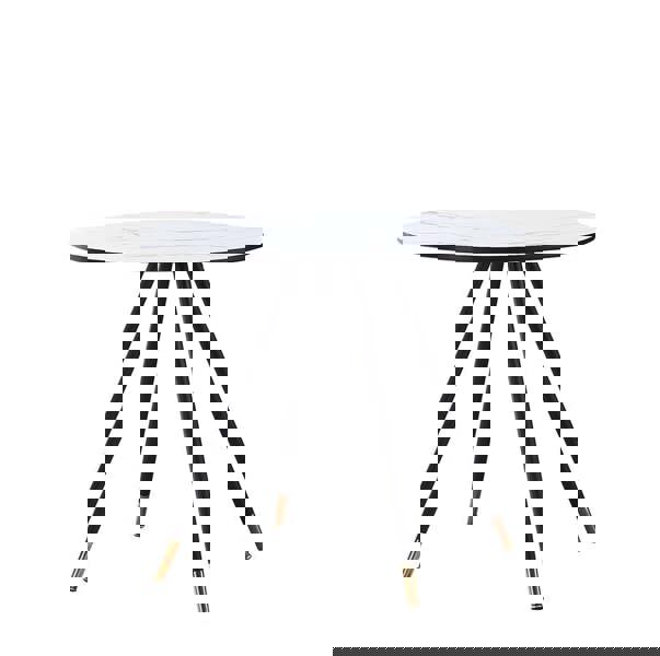 Life Interiors Dorchester Lux Dining Table 4 or 6 – Modern Round Table with Durable Powder-Coated Black Metal Legs,