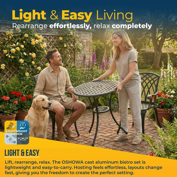 Homeology OSHOWA Black Garden and Patio Cast Aluminium Bistro Table