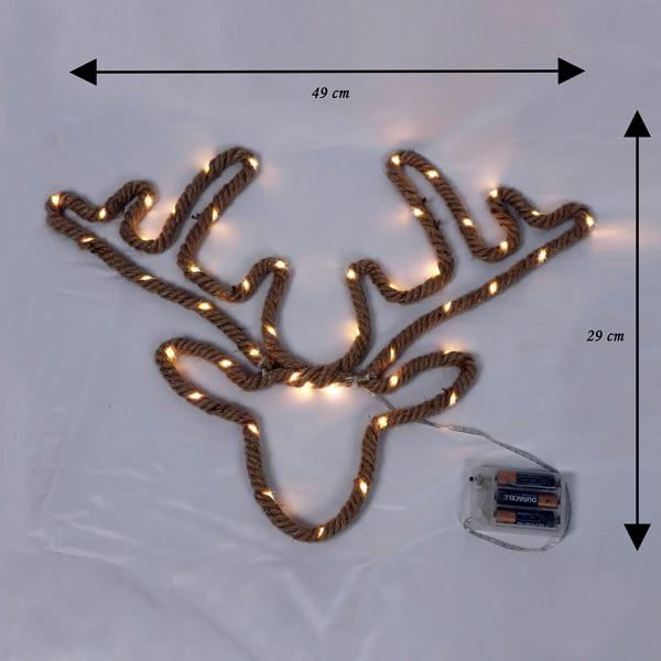 29cm Deer Head Hemp Rope LED Silhouette Light with Warm White LEDs for Festive Home Decor image 9