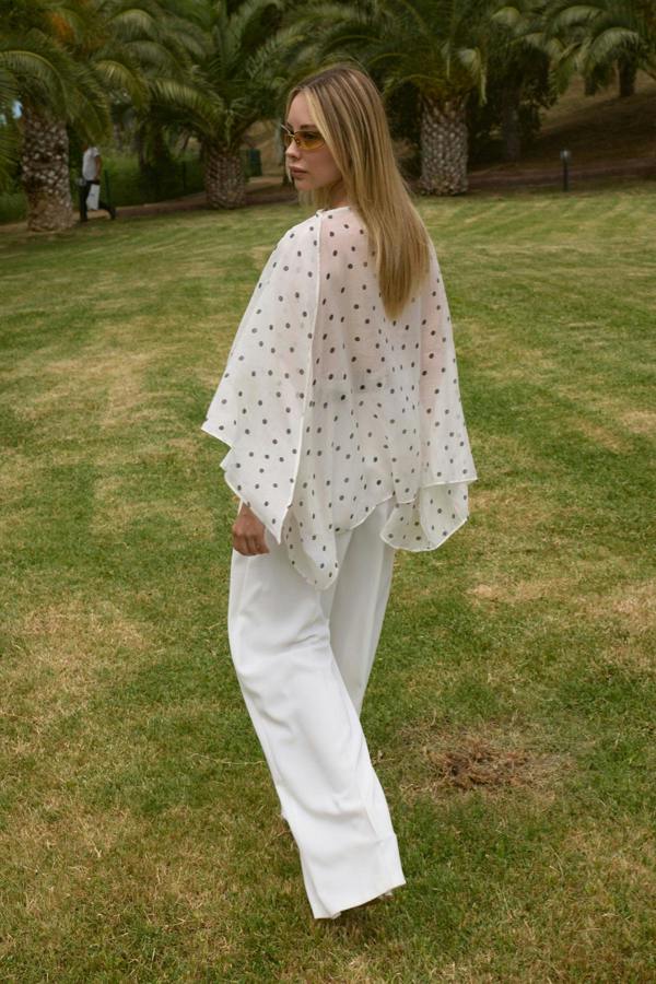 WOVCOR Oversized Batwing Sleeve Bicycle Neck Blouse