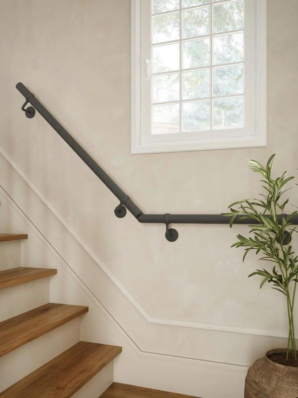 Handrails Direct Luddington Textured Grey Quarter Landing Handrail