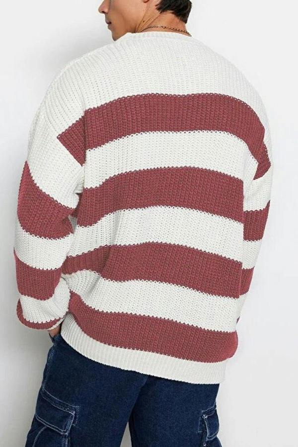 WOVCOR Crew Neck Striped Knit Men's Sweater