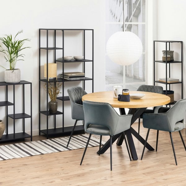 Furniture To Go Newcastle Asymmetrical Bookcase with 6 Shelves in Matt Black
