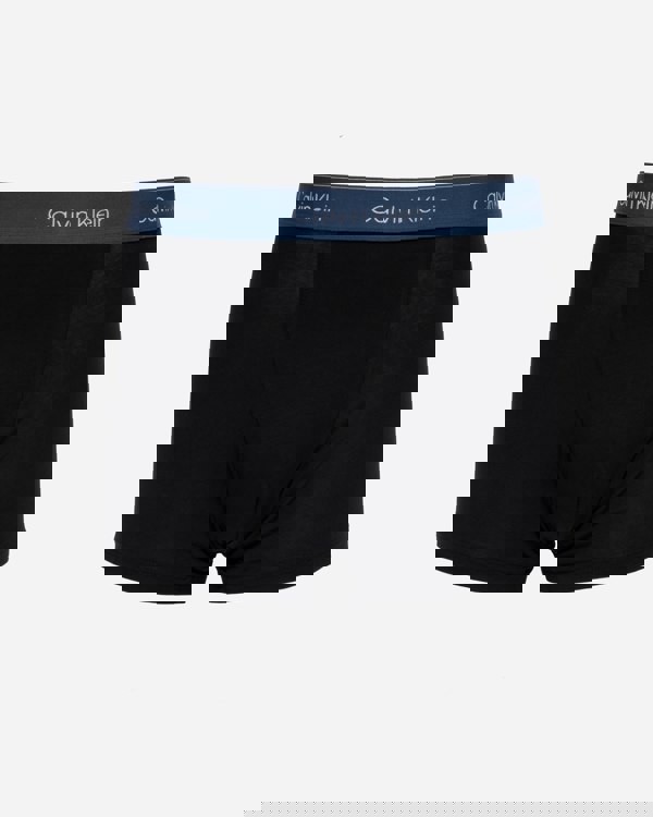 Calvin Klein 3 Pack Icon Cotton Stretch Mens Relaxed Fit Trunks - Black Bodies W/ Tahiti Turquoise/Da