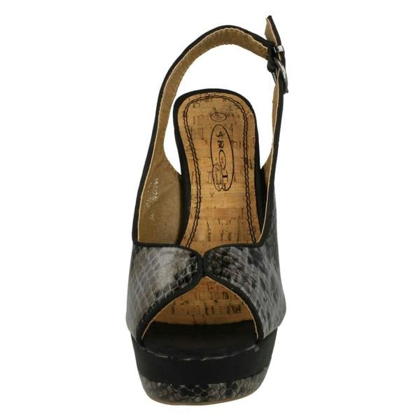 Spot On Ladies Spot On Snake Print Slingback Heels