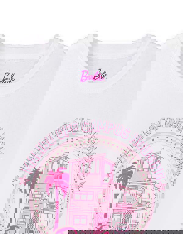 Barbie Womens White Malibu Off Campus Short Sleeved T-Shirt