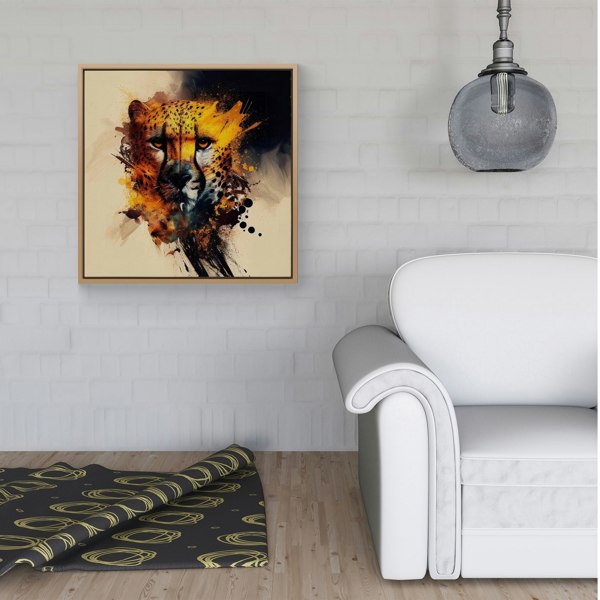 Warren Reed Cheetah Face Splash Art Framed Canvas