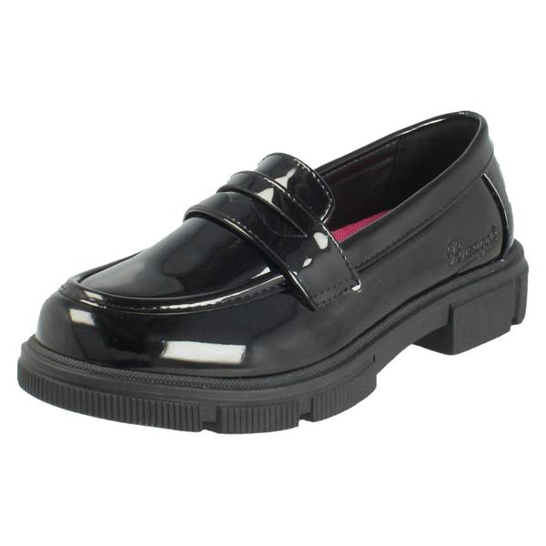 Pineapple Girls Pineapple Black Slip On Loafer School Shoes H2713