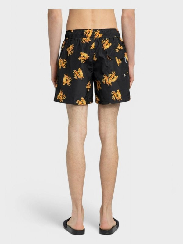 Palm Angels Burning Monogram Swim Shorts Black/Gold - Supplied FashionPALM ANGELS
