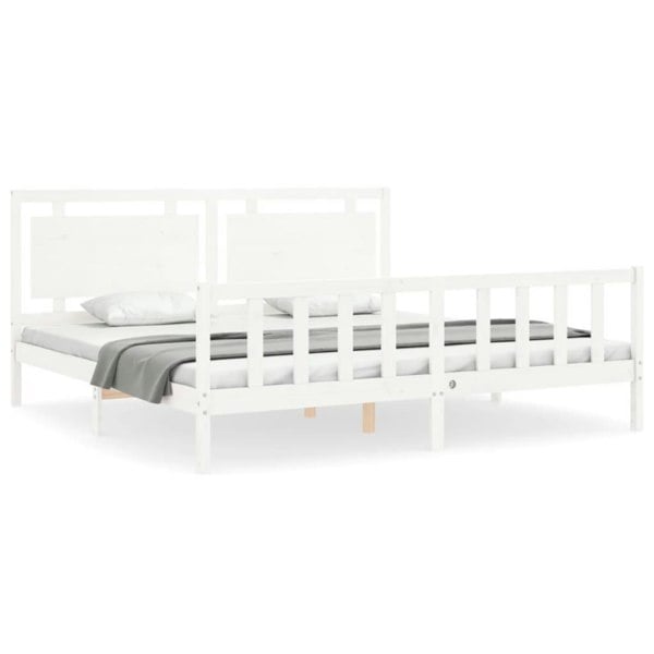 Berkfield Bed Frame with Headboard White 180x200 cm Solid Wood