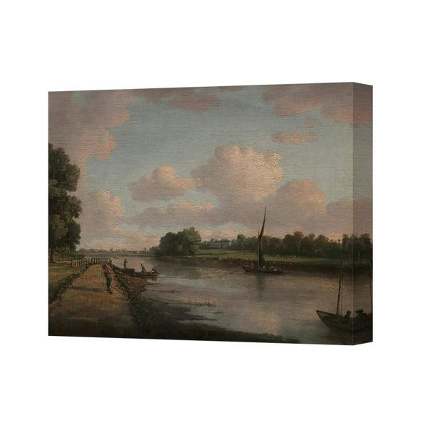 Benjamin Tate Design Canvas Print River Landscape With Boats On Calm Water Artwork