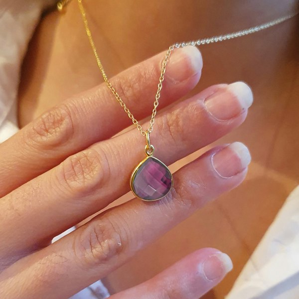 Pink Tourmaline October Birthstone Gold Plated Necklace