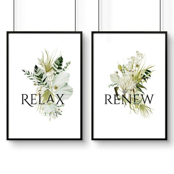 Framed bathroom wall art | Set of 2 unique wall art