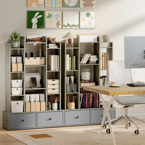 Wyld Haus Rive Keba Wooden Graphite Wood Effect 12 Compartment Storage Unit With Drawers