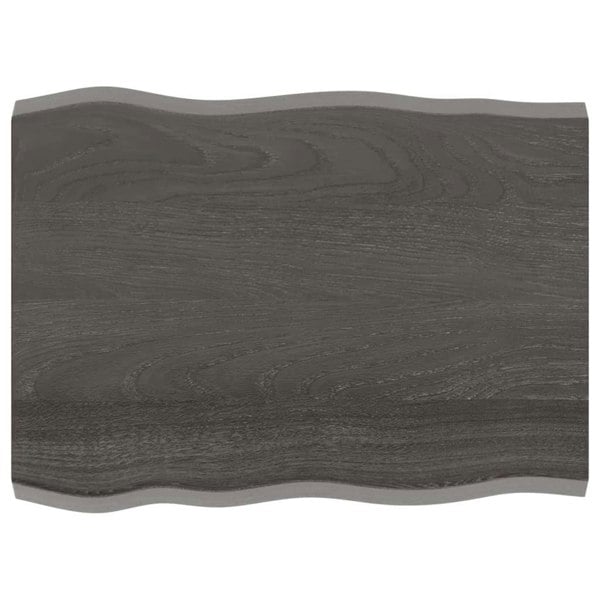 Berkfield Table Top Dark Grey 80x60x4 cm Treated Solid Wood Oak Live Edge