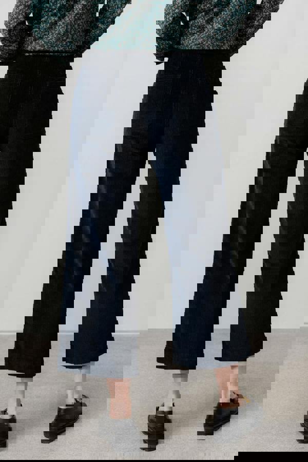 Lily & Me Isla Stretch Jumbo Corduroy Cropped Trousers Navy