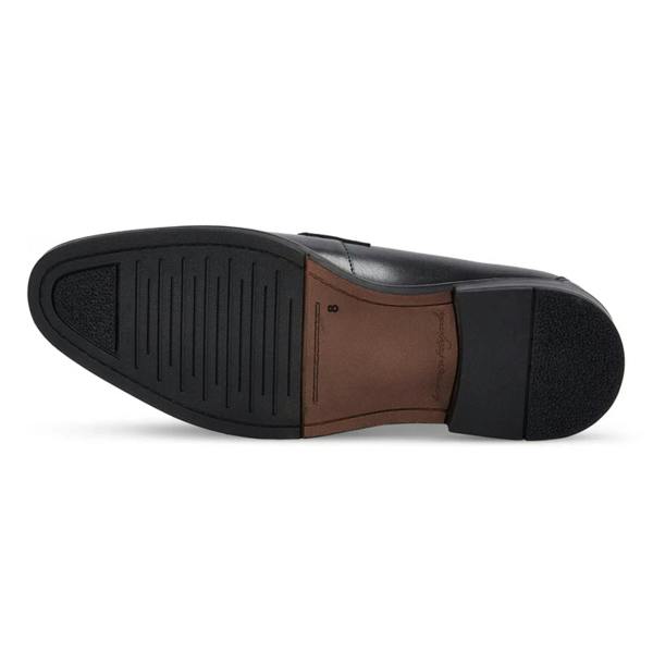 Paul Andrew Ted - Men's Black Classic Moc Toe Leather Penny Loafers