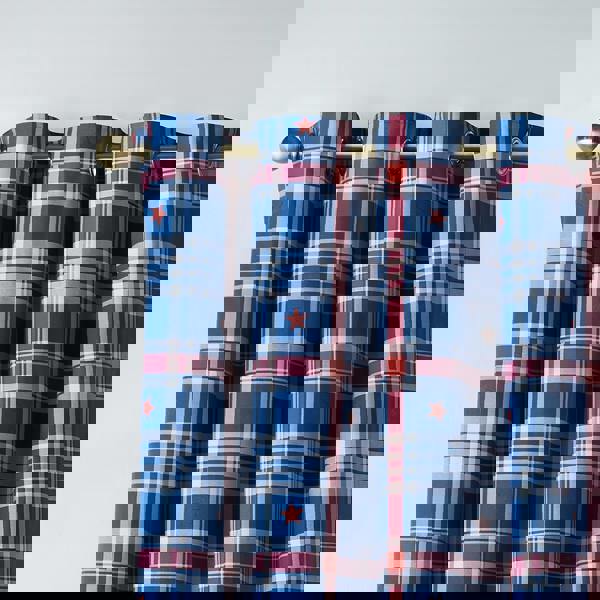 Catherine Lansfield Stars And Check Fully Reversible Eyelet Curtains Blue