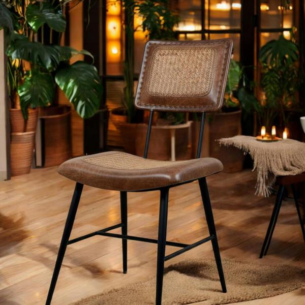 87CM BROWN TAN LEATHER CHAIR