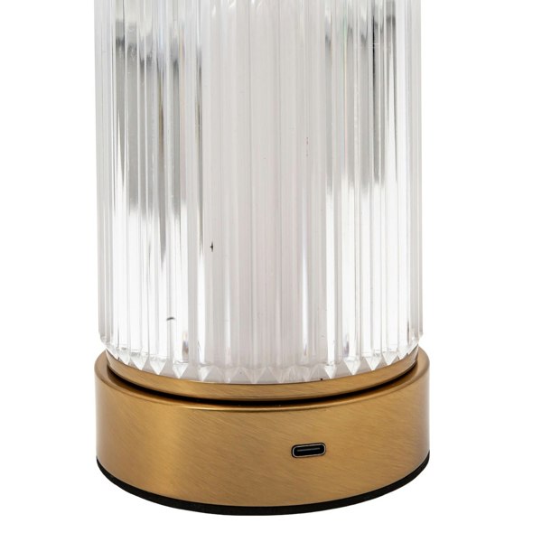 Brushed Gold Rechargeable Touch Dimmable Table Lamp with Ribbed Shade Image 8