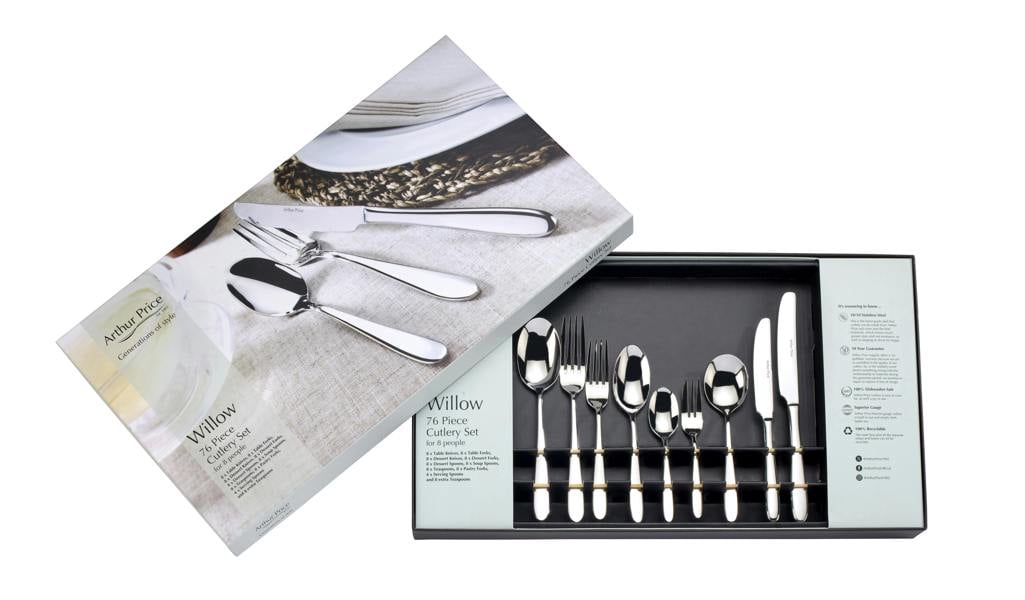 Arthur Price 'Willow' 76 Piece Stainless Steel 8 Person Gift Boxed Cutlery Set