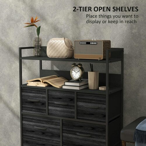Wyld Haus Latoli Fabric And Wood Black 7 Drawer Rustic Storage Chest