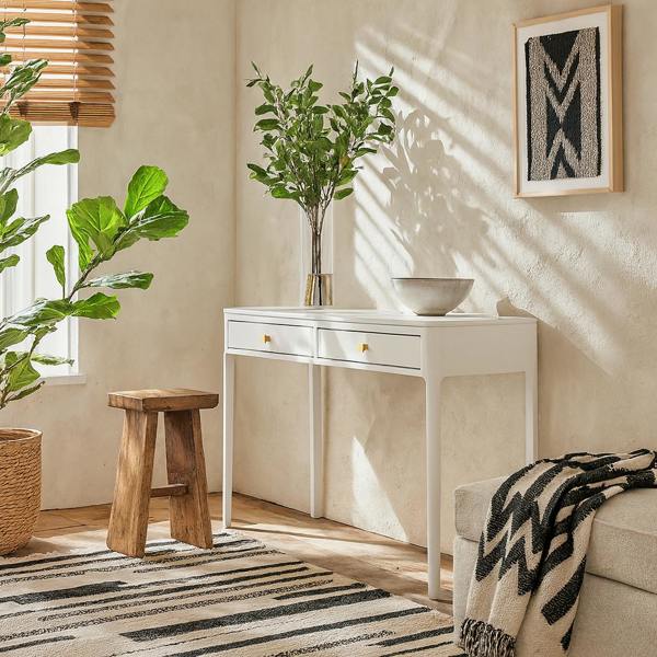 Wyld Haus De Gaulle White Wood Grain Two Drawer Desk
