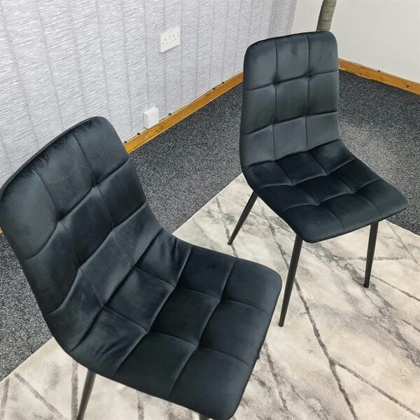Kosy Koala Dining Chairs Set of 2 Black Velvet Kitchen Chairs