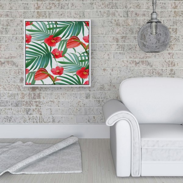 Warren Reed Tropical Flowers And Palm Leaves Hawaiian Framed Canvas