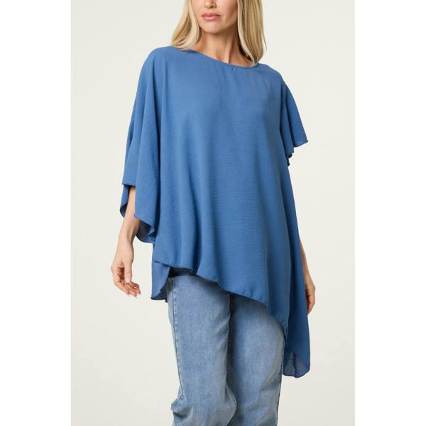 Blue Vanilla Short Sleeve Asymmetrical Top
