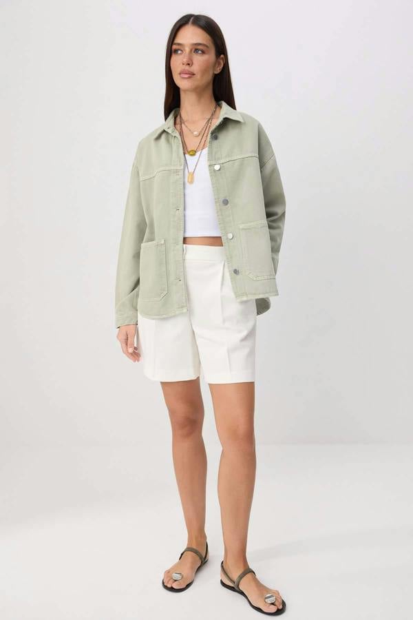 Shirt Collar Oversize Long Sleeve Denim Jacket