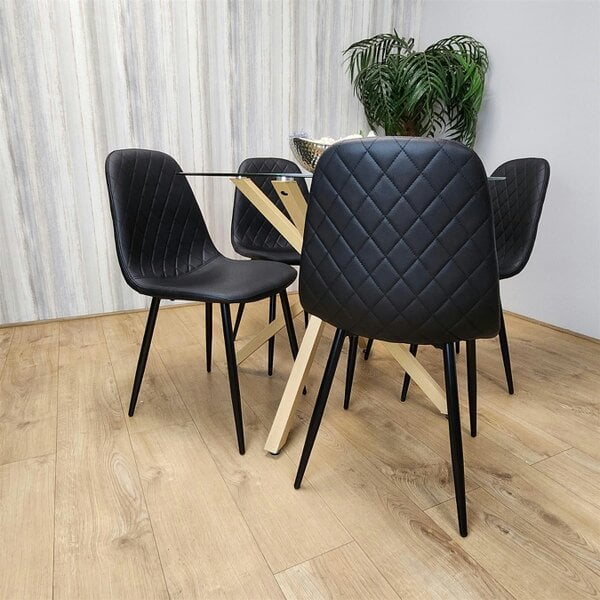 Kosy Koala Forest Round Glass Table + 4 Black gem
