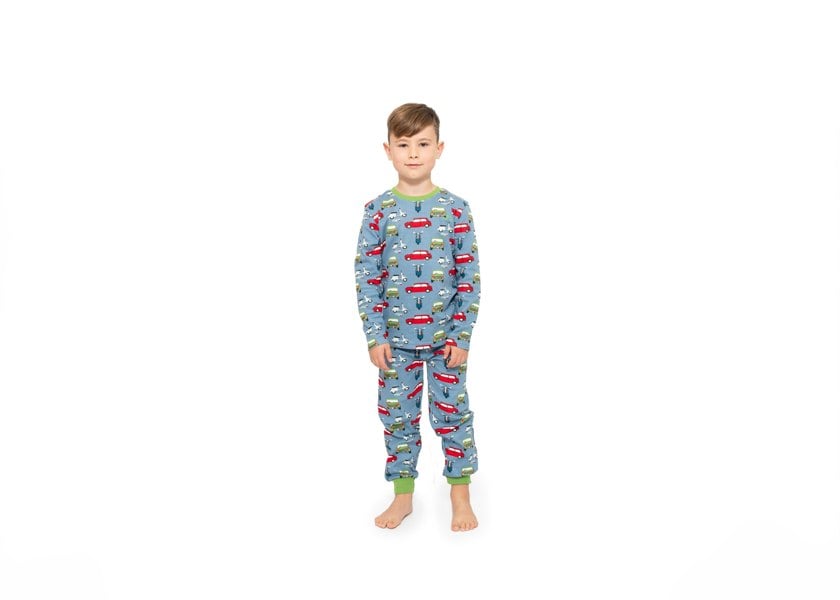 Luca and Rosa Boys pull on pyjamas - car print