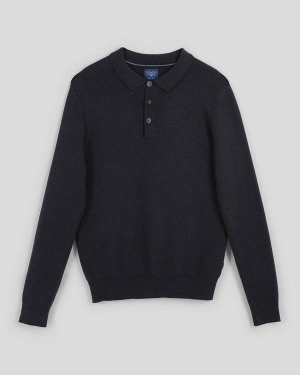 Steel & Jelly Heavy Milano Knit Long Sleeve Polo Shirt