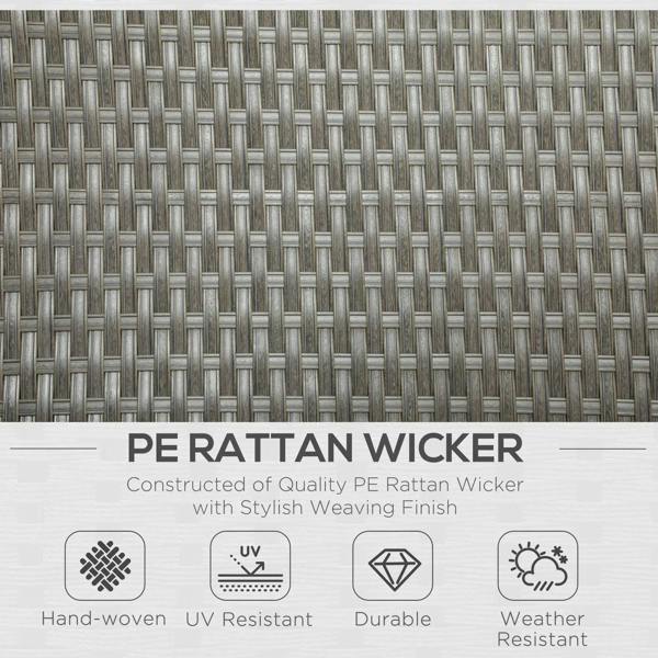 Grey PE rattan wicker weave panel with decorative feature icons