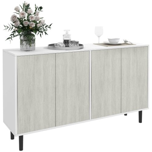 Wyld Haus Sosule White and Grey Sideboard With 4 Doors and 2 Shelves