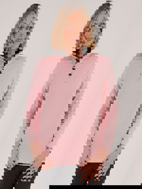 PennyPlain Athleisure Contour Ease Zip Neck Top - Dusk