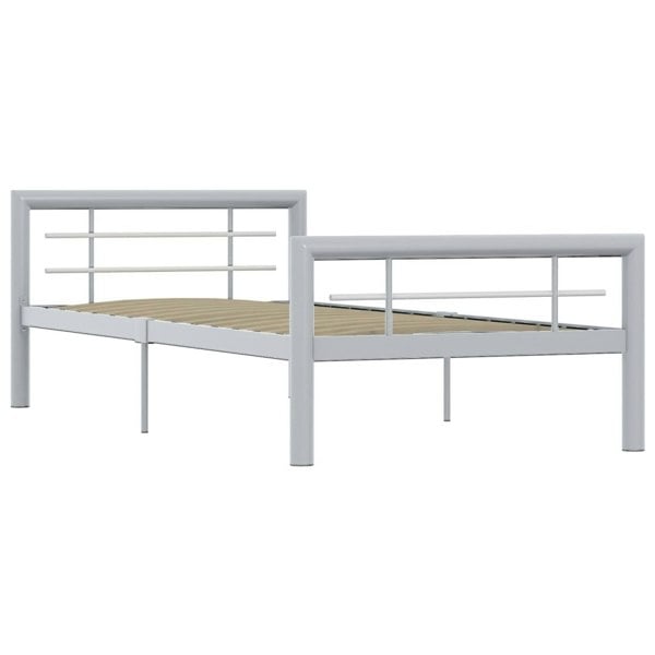 Berkfield Bed Frame Grey and White Metal 90x200 cm