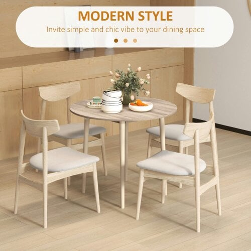Wyld Haus Levadifi Solid Wood Natural Round Folding Dining Table Seating 4 With TaFauxred Legs