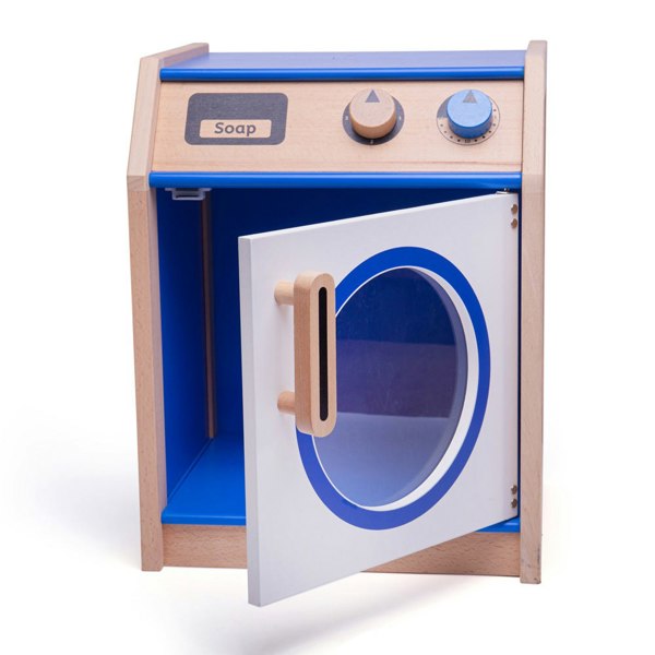 Tidlo Wooden Toy Washing Machine With Clicking Dials And Easy-Open Door