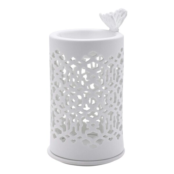 Hestia White Ceramic Wax Melt Burner With Butterfly
