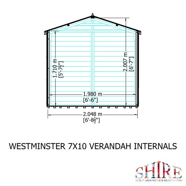 Shire Kensington 7x10 & Verandah 12mm interlock  Clad wooden Summerhouse - Best Shed